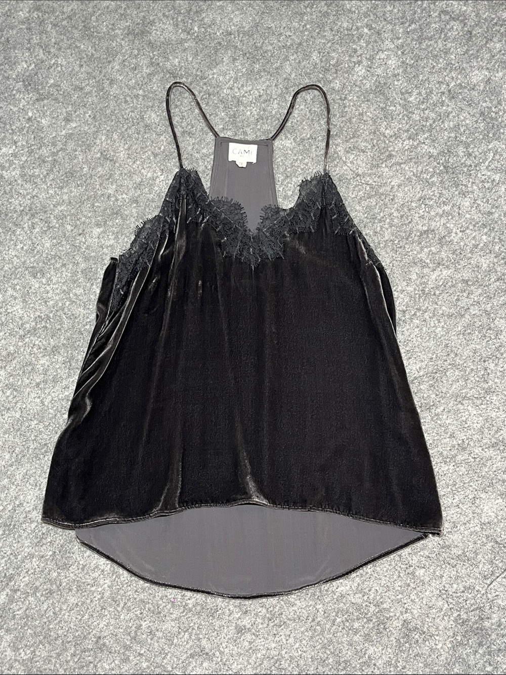 Cami NYC Black Grey Velvet Lace-Trim Camisole